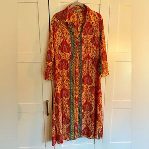 Vintage Silk Blend Paisley Kimono Dress S/M